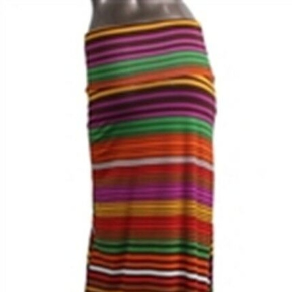Azules Dresses & Skirts - NEW LARGE H572 Azules Stripe Fold Band Long Flare Walking Summer Skirt